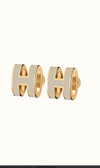 [Luxery]MINI POP H GOLD EARRINGS GREY