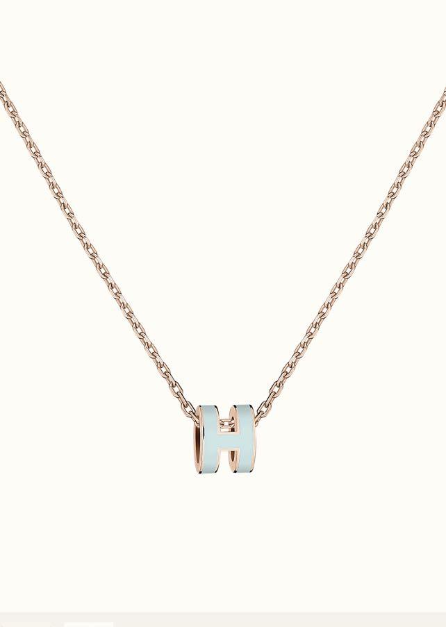[Luxery]POP H LIGHT BLUE NECKLACE