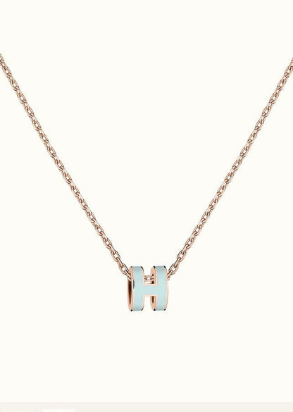 [Luxery]POP H LIGHT BLUE NECKLACE