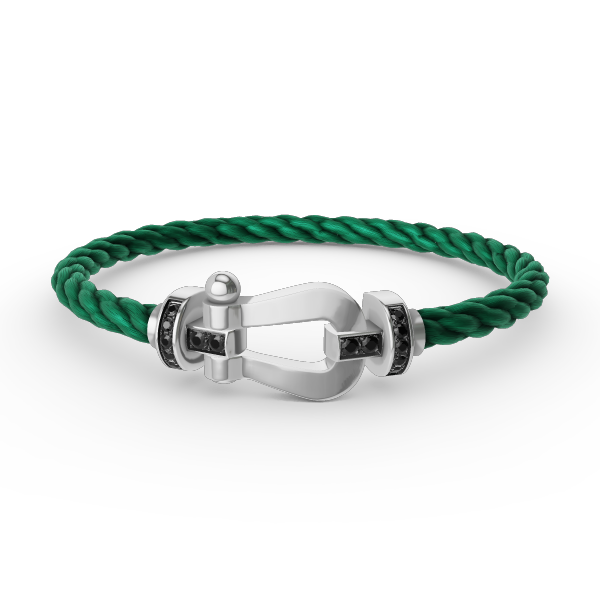 [Luxery]FORCE LARGE HORSESHOE BLACK DIAMOND BRACELET SILVER