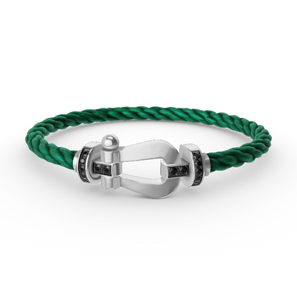 [Luxery]FORCE LARGE HORSESHOE BLACK DIAMOND BRACELET SILVER