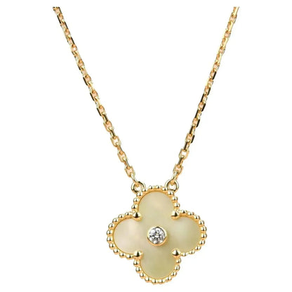 [Luxery]CLOVER 15MM DIAMOND GOLD MOTHER OF PEARL NECKLACE