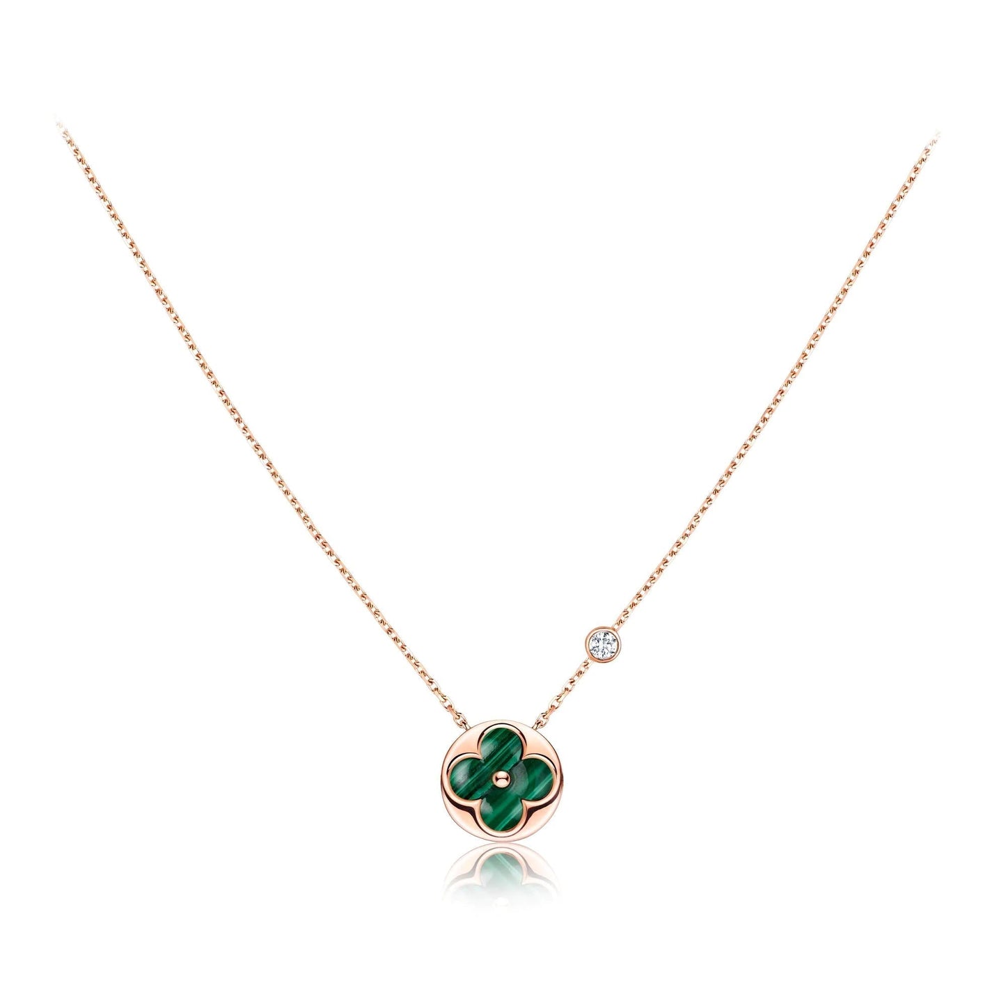 [Luxery]SUN PEDANT PINK GOLD 1 DIAMOND NECKLACE