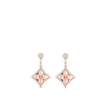[Luxery]DOUBLE STAR PINK GOLD MOP DROP EARRINGS
