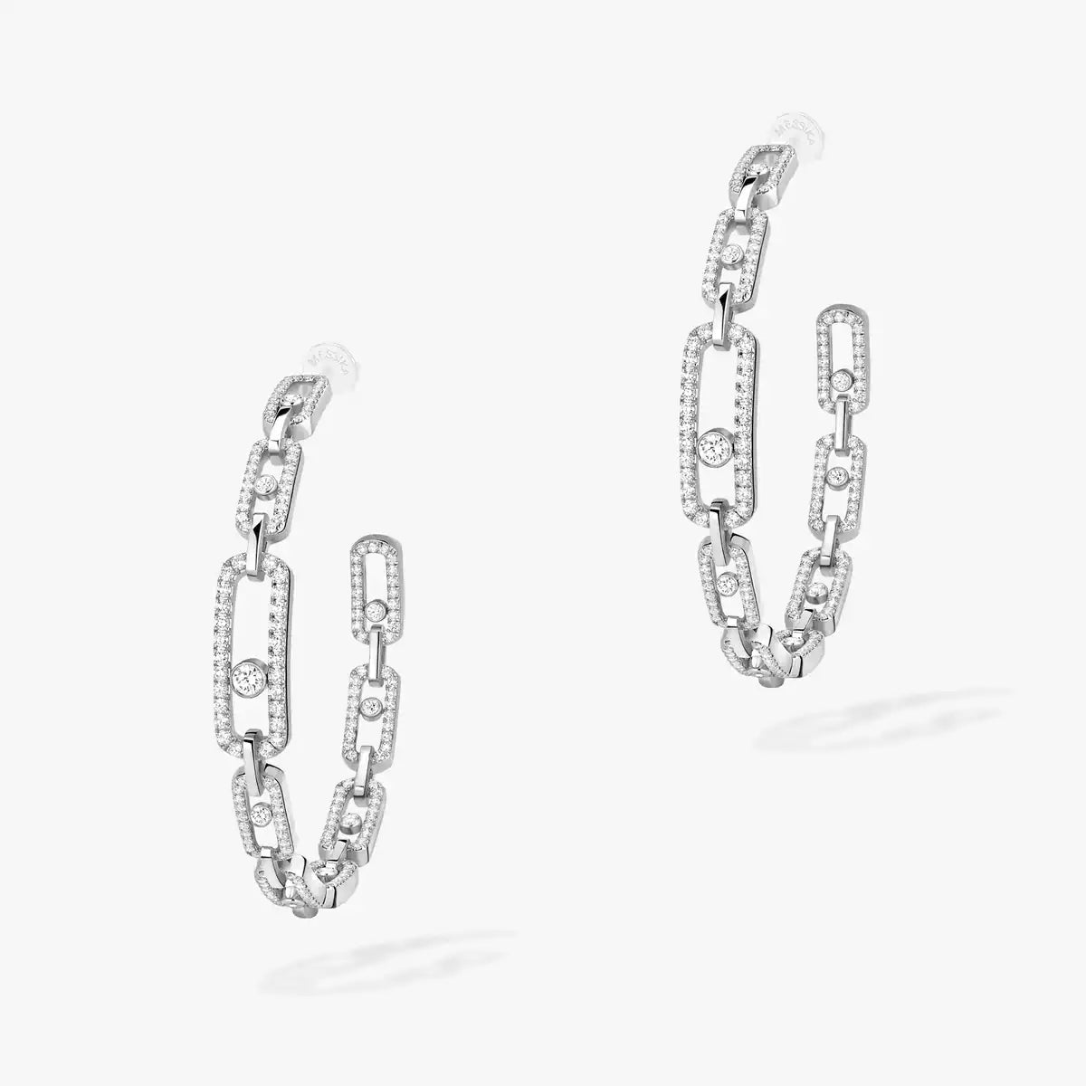 [[Luxery]Move Link Diamond Hoop Earrings