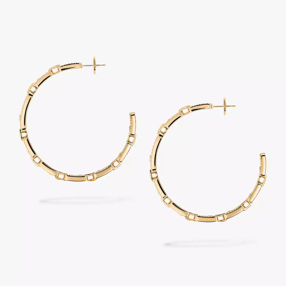 [[Luxery]Move Link Diamond Hoop Earrings