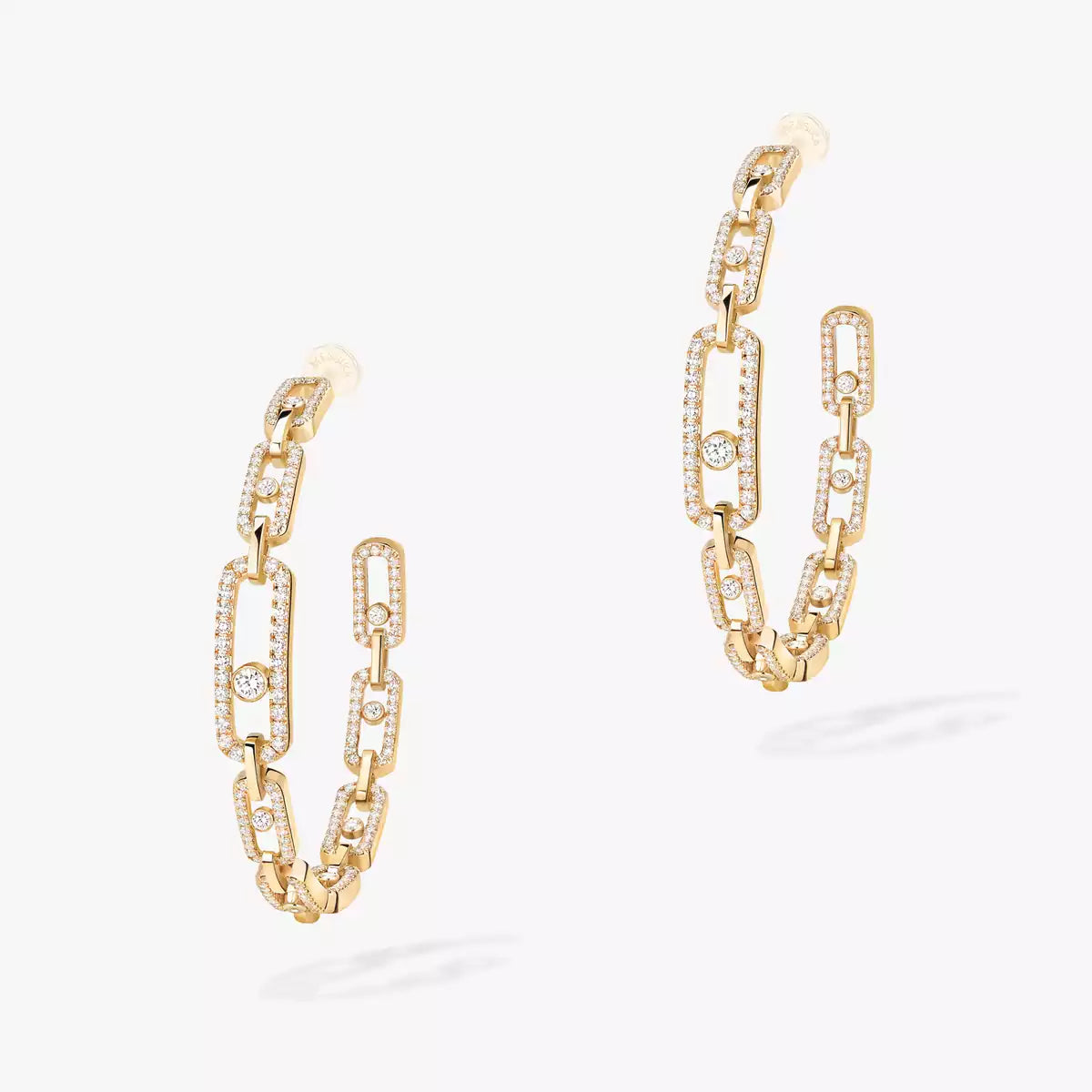 [[Luxery]Move Link Diamond Hoop Earrings