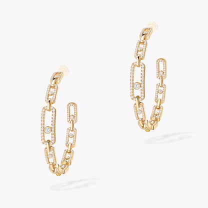 [[Luxery]Move Link Diamond Hoop Earrings