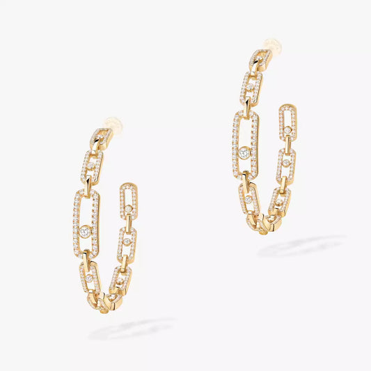 [[Luxery]Move Link Diamond Hoop Earrings