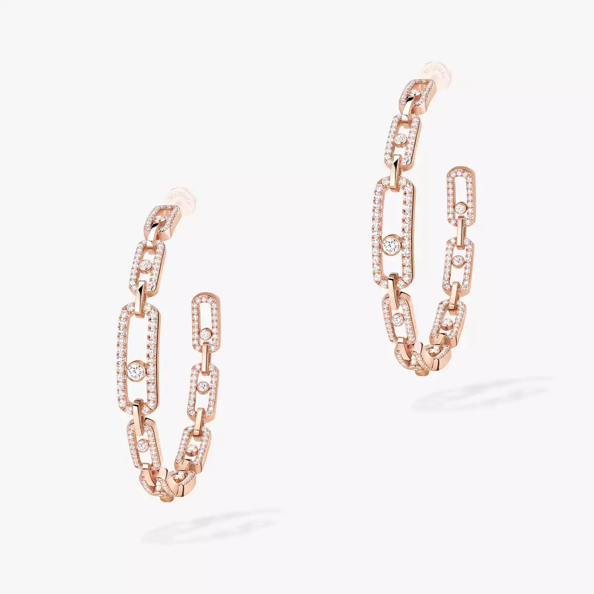 [[Luxery]Move Link Diamond Hoop Earrings