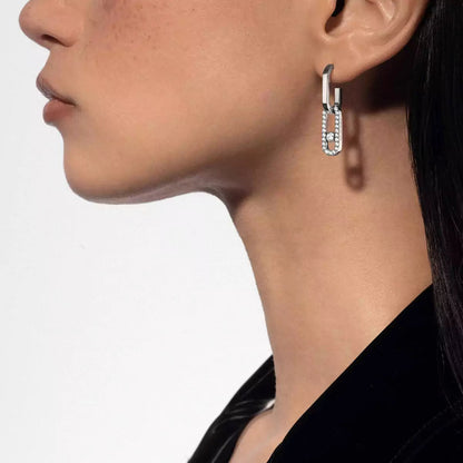 [Luxery]Move Link Diamond Earrings