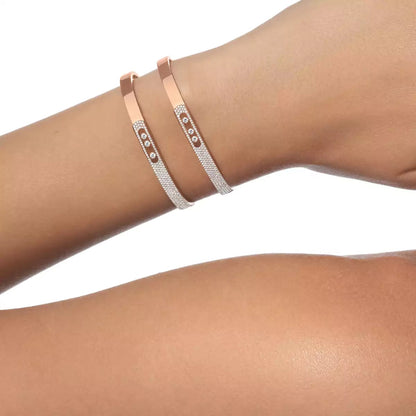 [Luxery]Move Noa Rose Gold Pavé Diamond Bangle Bracelet