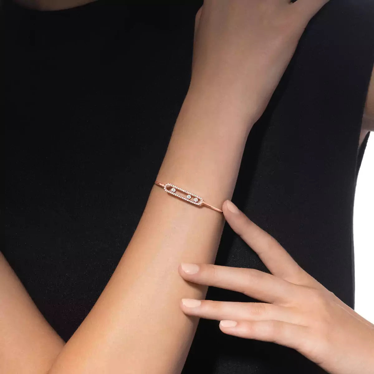 [Luxery]Move Pavé Diamond Bangle Bracelet M