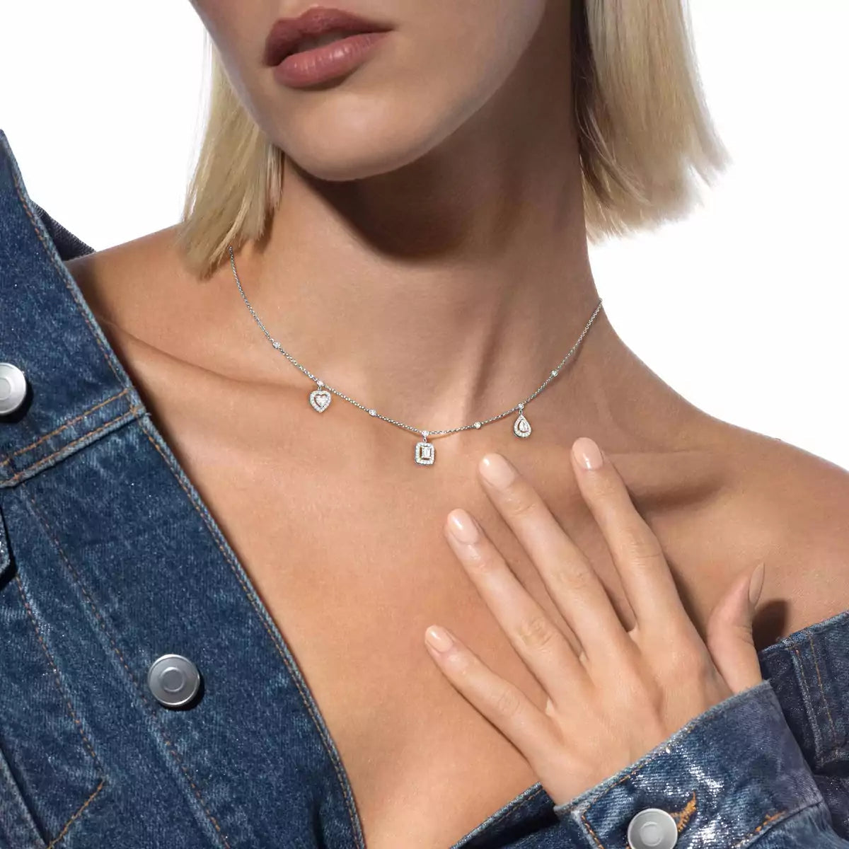 [Luxery]My Twin Diamond Necklace in Silver