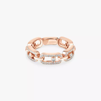 [Luxery]Move Link Pave_-Set Diamond Ring in Gold