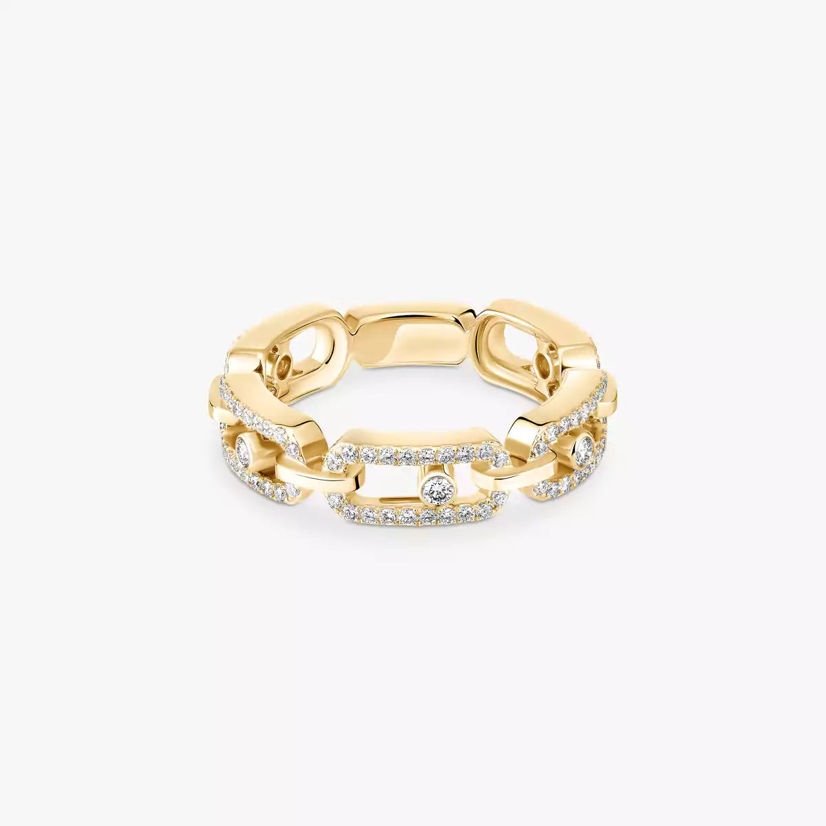 [Luxery]Move Link Pave_-Set Diamond Ring in Gold