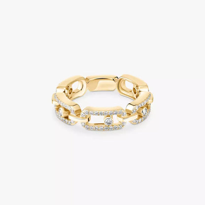 [Luxery]Move Link Pave_-Set Diamond Ring in Gold