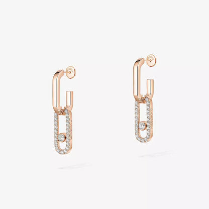 [Luxery]Move Link Diamond Earrings