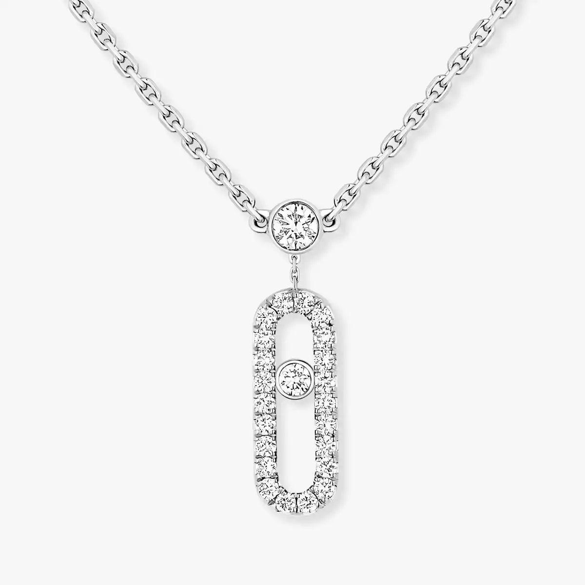 [Luxery]2 Rows Rose Gold Diamond Pave_ Necklace Move Uno