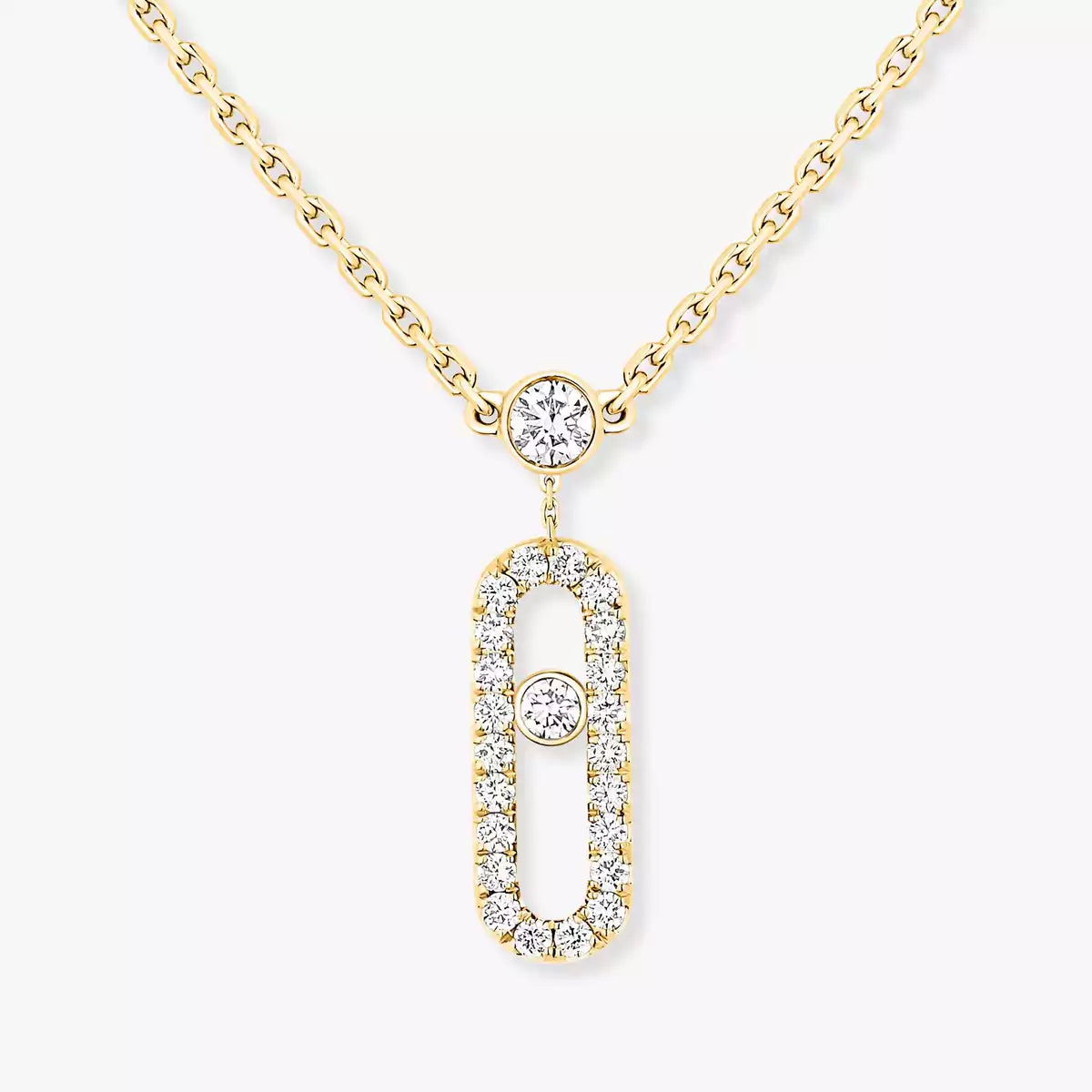 [Luxery]2 Rows Rose Gold Diamond Pave_ Necklace Move Uno