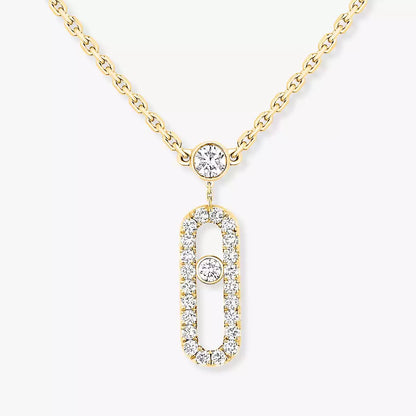 [Luxery]2 Rows Rose Gold Diamond Pave_ Necklace Move Uno