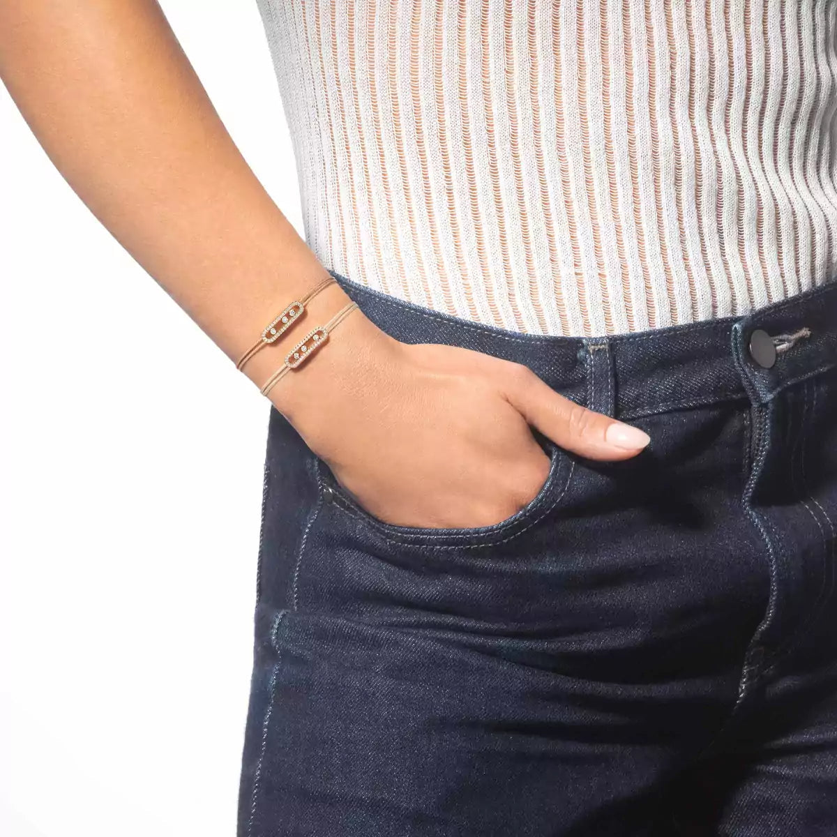 [Luxery]Messika Care(s) pink cord pavé bracelet