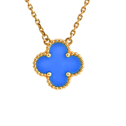 [Luxery]CLOVER 15MM BLUE AGATE NECKLACE