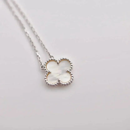 [Luxery]CLOVER  15MM WHITE MOTHER-OF-PEARL SILVER