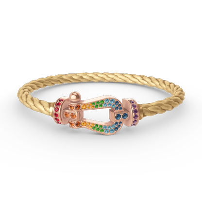 [Luxery]FORCE LARGE HORSESHOE  COLORED DIAMOND BRACELET ROSE GOLD