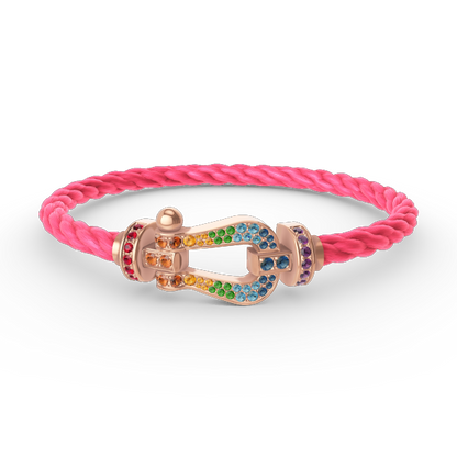 [Luxery]FORCE LARGE HORSESHOE  COLORED DIAMOND BRACELET ROSE GOLD