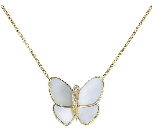 [Luxery]BUTTERFLY GOLD MOP DIAMOND NECKLACE