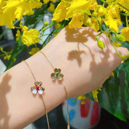 [Luxery]FRIVOLE GOLD FLOWER PINK MALACHITE BRACELET