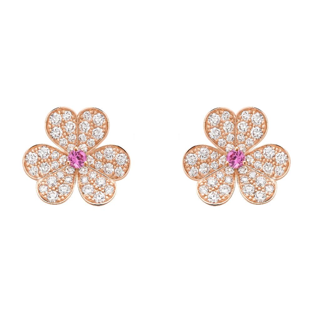 [Luxery]FRIVOLE PINK GOLD FLOWER DIAMOND EARRINGS