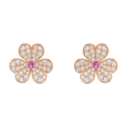 [Luxery]FRIVOLE PINK GOLD FLOWER DIAMOND EARRINGS