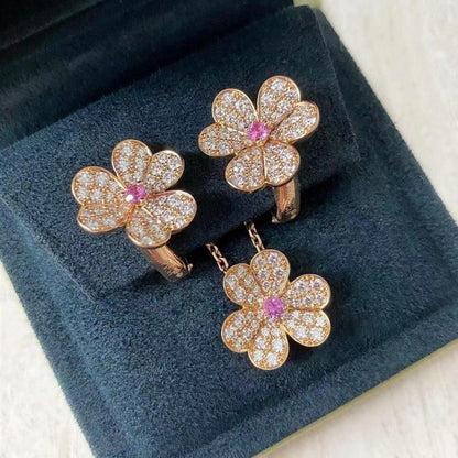[Luxery]FRIVOLE PINK GOLD FLOWER DIAMOND EARRINGS