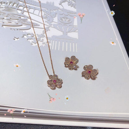 [Luxery]FRIVOLE ROSE GOLD FLOWER DIAMOND NECKLACE
