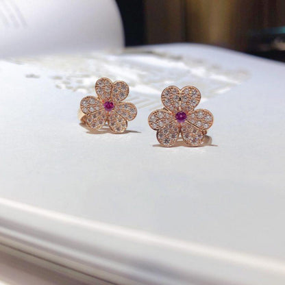 [Luxery]FRIVOLE PINK GOLD FLOWER DIAMOND EARRINGS
