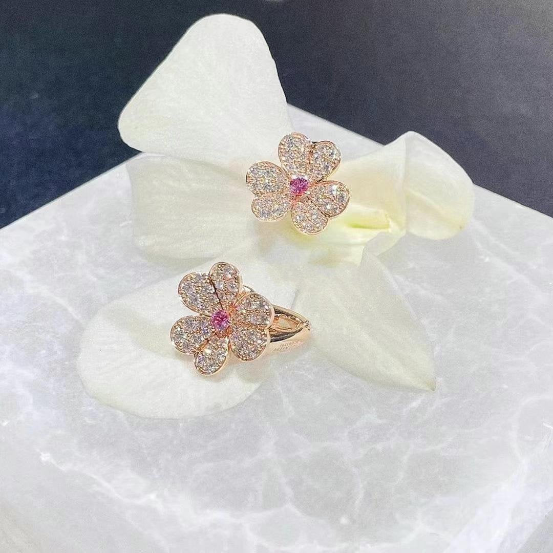 [Luxery]FRIVOLE PINK GOLD FLOWER DIAMOND EARRINGS