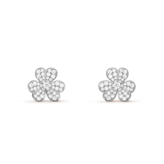 [Luxery]FRIVOLE SILVER FLOWER DIAMOND EARRINGS