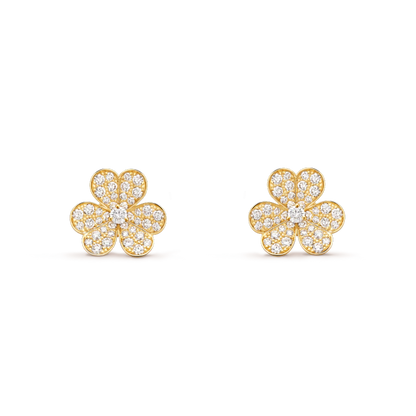 [Luxery]FRIVOLE GOLD FLOWER DIAMOND EARRINGS