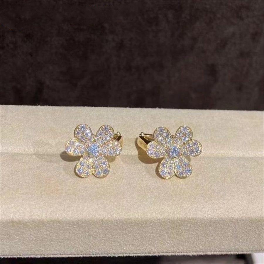 [Luxery]FRIVOLE GOLD FLOWER DIAMOND EARRINGS