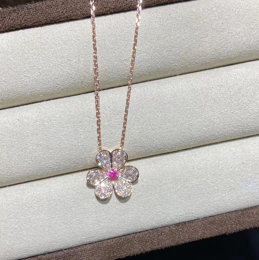 [Luxery]FRIVOLE ROSE GOLD FLOWER DIAMOND NECKLACE