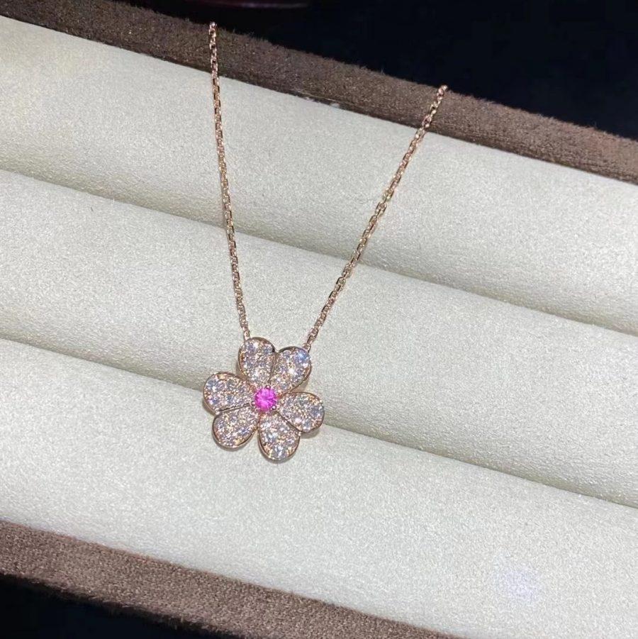 [Luxery]FRIVOLE ROSE GOLD FLOWER DIAMOND NECKLACE