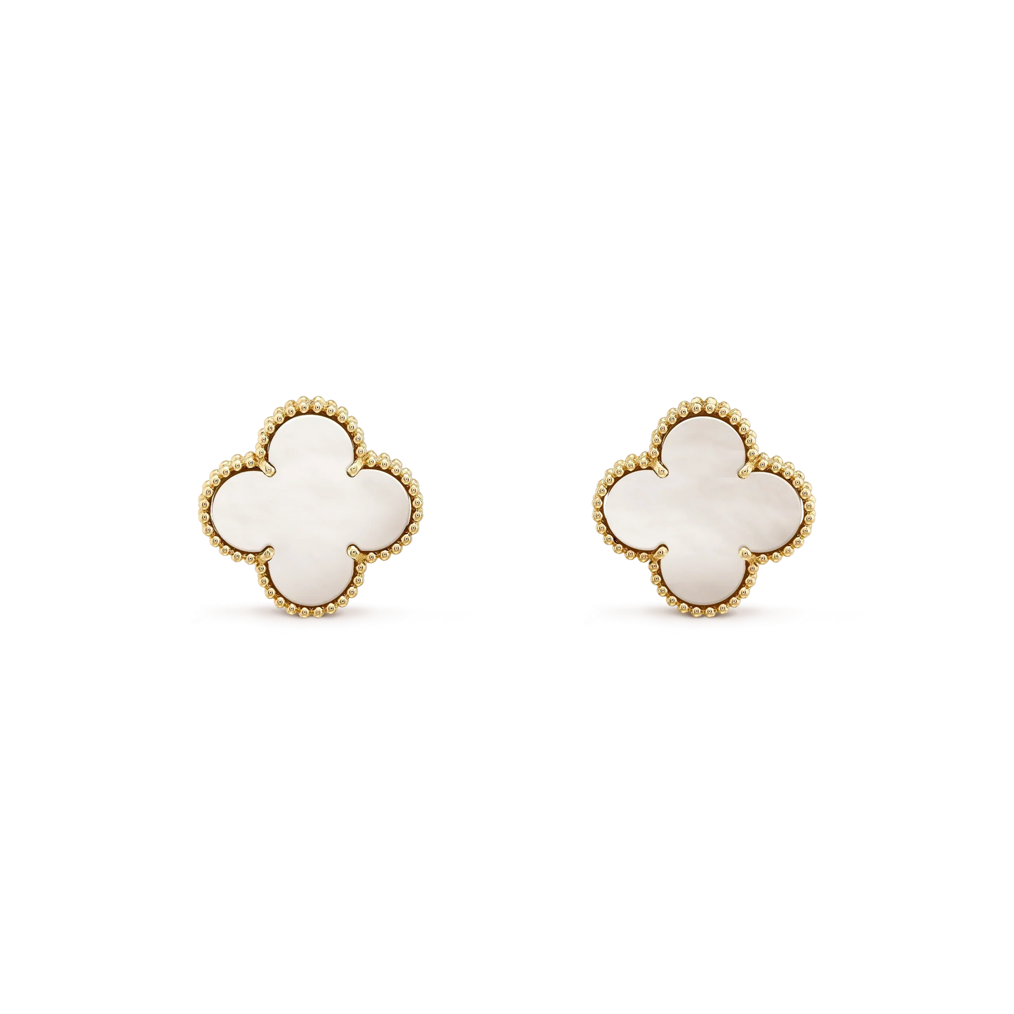 [Luxery]CLOVER MEDIUM 1 MOTIFS  WHITE MOP STUD EARRINGS