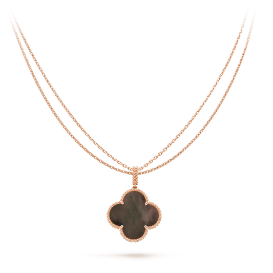 [Luxery]CLOVER 25MM GOLD DARK MOP BIG CLOVER NECKLACE