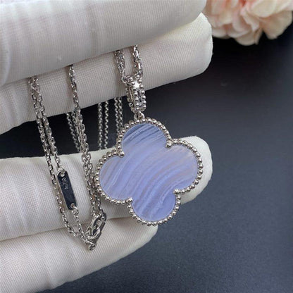 [Luxery]CLOVER SILVER CHALCEDONY BIG CLOVER NECKLACE