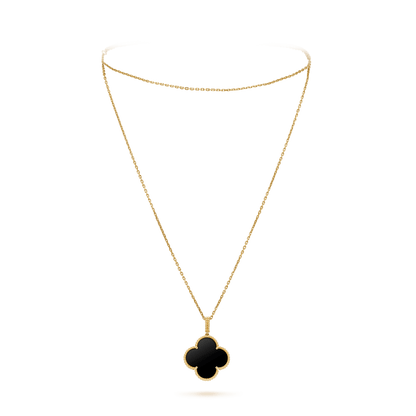 [Luxery]CLOVER 25MM GOLD ONYX BIG CLOVER NECKLACE