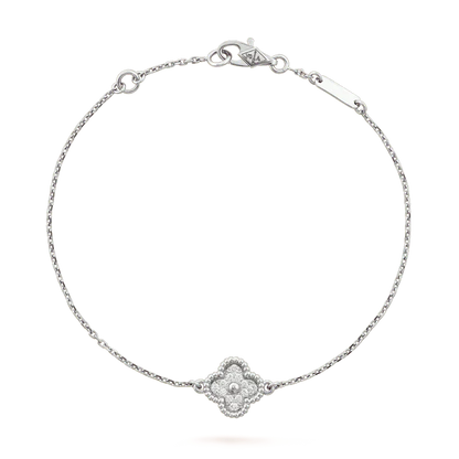 [Luxery]CLOVER  SINGLE FLOWER BRACELET SILVER