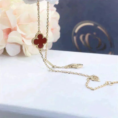 [Luxery]CLOVER  CARNELIAN SINGLE FLOWER BRACELET