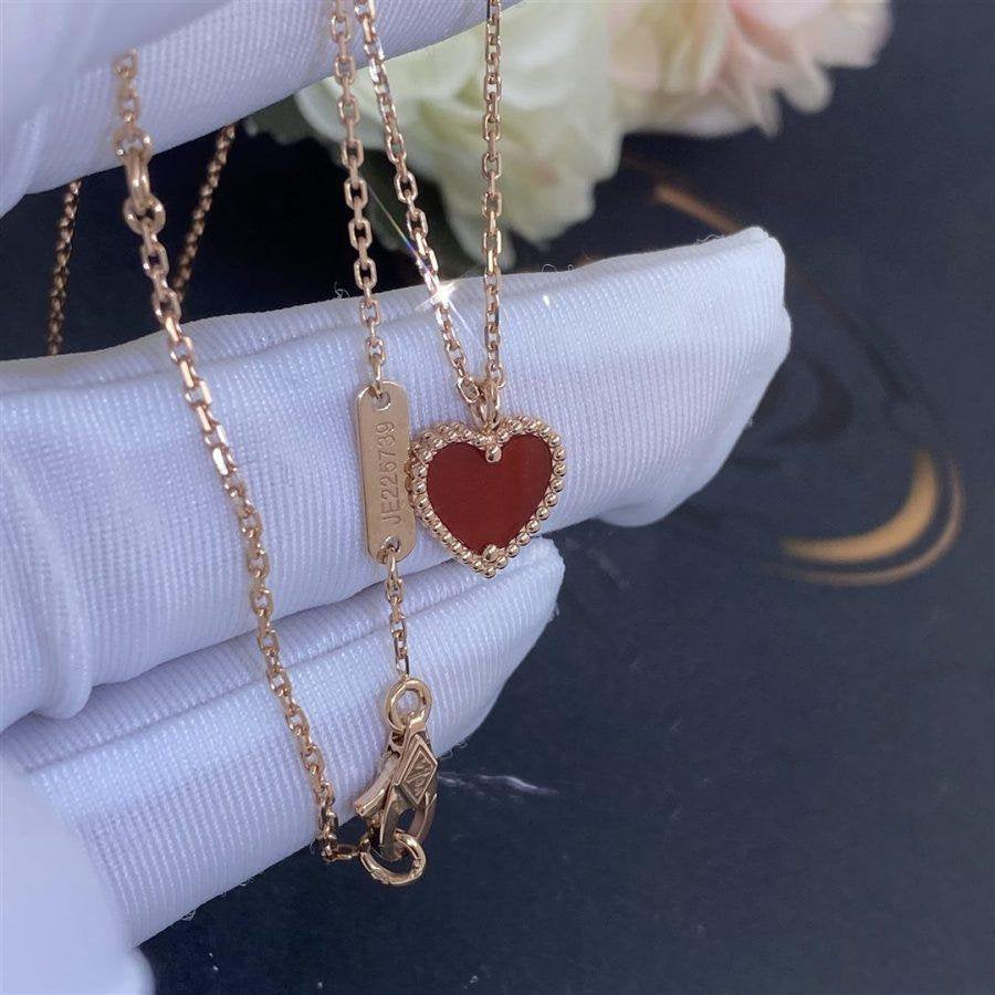 [Luxery]SWEET CLOVER CARNELIAN HEART NECKLACE